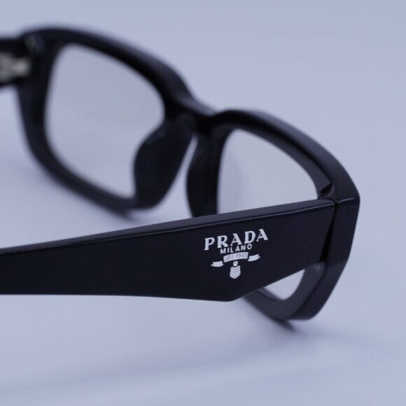 Prada PRB06S 16K08N Sunglasses Black Rectangle Frame, Clear Lenses - Picture 8 of 9